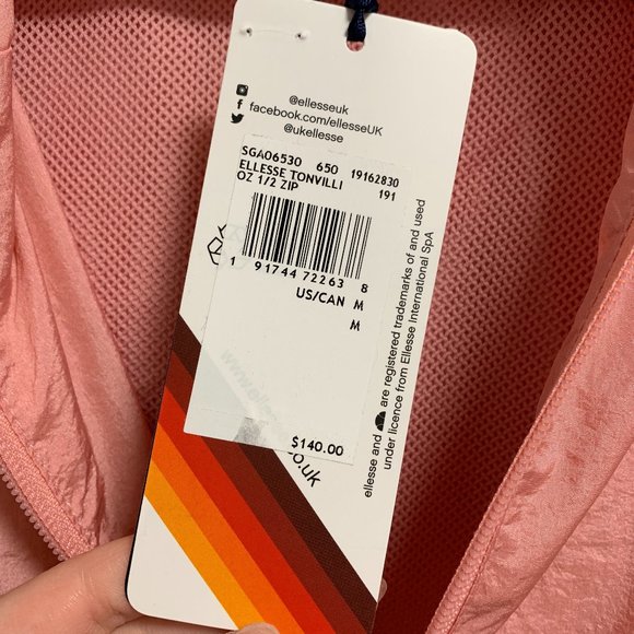 Ellesse Pink Tonvilli Quarter Zip Track Jacket Medium NWT - Picture 11 of 15